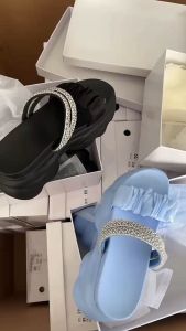 Dép Nữ Đế Xuồng Cao 7CM Quai Voan + Ngọc X465-0502