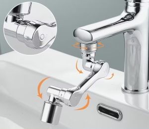 Sink Water Faucet Aerator Extension in Zinc Alloy Swivel Robotic Arm Bathroom Faucet