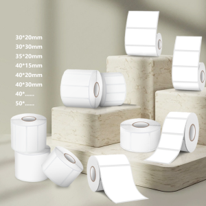 SINMARK 6 Cuộn Giấy Nhãn Nhiệt Màu Trắng Keo Chống Thấm Nước Chống Dầu Cho Máy In Di Động Mini Phomemo/P1/P50