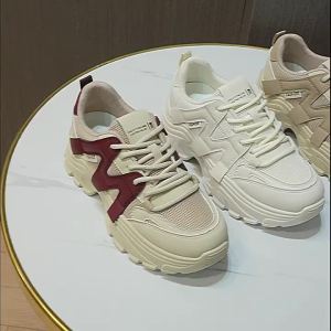 QRJ01 New 2024 Spring and Summer Breathable Mesh Surface Dad Shoes Raise the Bottom Sneaker Comfortable Girl Student Shoes