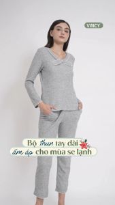 [Mua 3 giảm 20% mua 2 giảm 15%] BỘ THUN DÀI TAY CỔ TRANG TRÍ NƠ CHO MÙA THU ĐÔNG BTD090W21