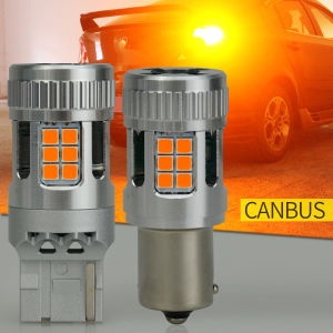 (Pack for 2) LED Turn Signal Light Canbus Error Free Lamp No Hyper Flash T20 7440 W21W 1156 P21W PY21W BAU15S BA15S LED Blinker Bulb 12V (Amber/Yellow)