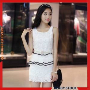 CFBOUTIQUE Korean Style Trendy Women Fashion Lace Peplum Dress Sleeveless Ladies Summer Dress