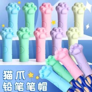 High Aesthetic Cat Claw Pencil Caps Soft Silicone Pencil Tips Protective Covers Head Cover Childrens Pencil Caps Business Supplies
