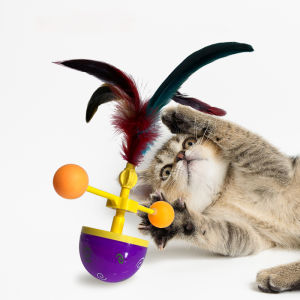 Cat Toys Cat Kitten Interactive Toy Tumbler Toy with Feathers and Balls For Cats