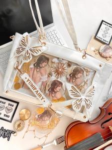 Gothic Dark Butterfly Loli Tote Bag Crossbody Single Shoulder Bag Soft Square Shape Womens Bag Zipper Closure in Stock