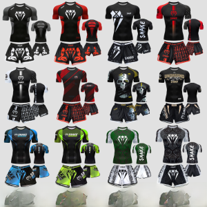 Sports Fitness Fight Training Wear Fighting Short Sleeve Quick-Drying Boxing Racing Suit Suit Sanda Jiu Jitsu Coach Clothing