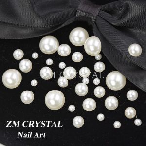 Pha Lê Giả Ngọc Trai Bán Mặt Hình Bán Nguyệt Trang Trí Móng Tay DIY Thoải Mái Không Để Lại Dấu Vết Độ Bóng Lâu Trôi Màu Sắc