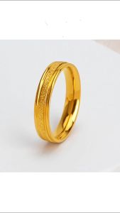 OYJR แหวนสแตนเลส แหวนทรายเรียบๆสำหรับผู้หญิง ไม่ลอก