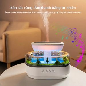 Máy Tạo Độ Ẩm Không Khí Raindrop Với Ánh Sáng Không Khí Đầy Màu Sắc Máy Khuếch Tán Tinh Dầu Âm Nhạc Tiếng Ồn Trắng Máy Tạo Độ Ẩm Bay Hơi Hương Liệu Cho Gia Đình