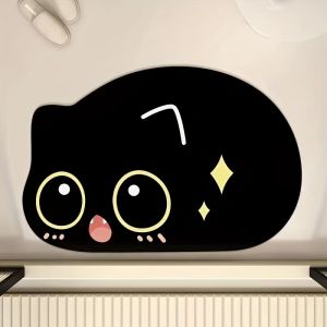 VIKAMA Cute Cat Shaped Bathroom Carpet Absorbent Anti slip Bathroom Mat Bathtub Shower Area Entrance Door Soft Foot Mat