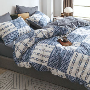 Nordic Style Pure Cotton Bedding Set for Boys Dormitory 1.2 Bed Three Piece Bed Cover Sheet Pillowcase Quilt Cover Four Piece Set