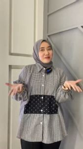 Siselyo Aniisa Pocket Square Tops – Atasan Wanita Big Size – Kemeja Lengan Panjang Jumbo Wanita