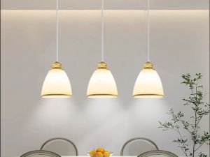 Pendant Light 3 Head Retro Floral Glass Shade Chandelier Adjustable Length Copper Round Drop Light Modern Elegant Art Hanging Lamp For Restaurant Cafe Bedroom Living Room Balcony Dinning Room Kitchen Corridor Aisle Home Decor Lighting