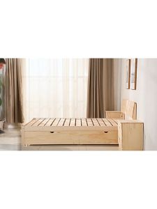 Solid Wood Bed 1.5m Pine Double Bed  Economical Modern And Simple 1.8m Rental Room Master Bedroom Simple Single Bed