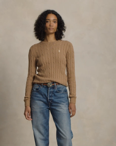 Polo Ralph Lauren Women Cable-Knit Cotton Crewneck Sweater