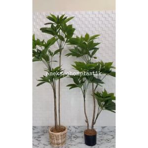 Pohon Hias Tanaman Artificial Daun Manggis Variasi Tinggi 150 & 170 Cover Rotan Bulat Hiasan Rumah