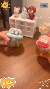 Ly Thủy Tinh Có Nắp Hình Mắt To Đáng Yêu - Cốc Uống Nước Có Ống Hút Cho Bé Cho Học Sinh 210ml / Ly Uống Nước Hoạt Hình Dễ Thương Có Nắp Đậy / Cốc Thủy Tinh
