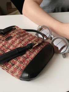 Winnowx Moon/HT Woolen Tweed Shoulder Crossbody Bag Small Fragrance Style Casual American Retro Grid Pattern Handbag