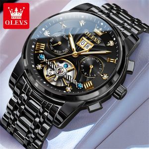 OLEVS Classic Mens Watches Tourbillon Multi-function Full Automatic Men Watch High end Male Wristwatches