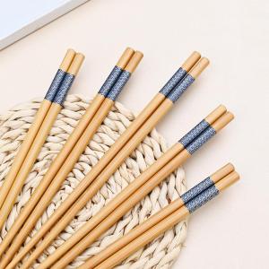 10‑Pairs Northern Bamboo Blue‑Rimmed Chopsticks Premium‑Grade Smooth Elegant Safe Tableware for Daily Dining & Decoration