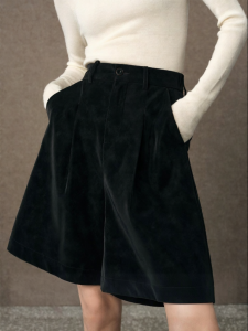 SUSHE | Intelligent Old Money Style Eco-friendly PU Leather Stretch High Waisted Loose Five Division Pants
