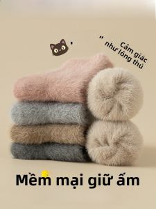 JIAZINI | Tất ấm dày lông cáo dài đến bắp chân cho nữ Tất ngủ Tất đi trong nhà Tất mùa đông Tất ấm áp ngọt ngào Ganzhi