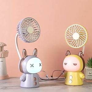 Quạt tích điện kiêm đèn ngủ để bàn học hình búp bê cute LILA QDENDOLL102