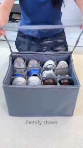 12 Grids Shoe Storage Box Foldable With Lid&Zipper Shoe Organizer Waterproof Storage Box For Clothes