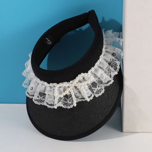 Childrens Summer Hat Cute Girl Hairband Style Sun Protection Lace Empty Top Baby Black Glue Sun Hat Casual Outdoor Large Brim Hat