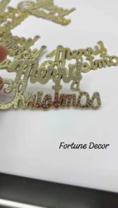 Topper kue tulisan merry christmas gold ukuran 7cm cake topper natal