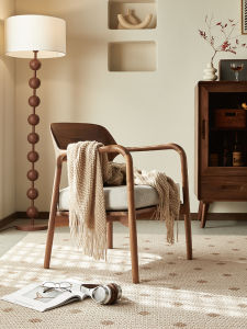 Yamoo North American Black Walnut Leisure Chair Nordic Simple Single Sofa Chair Home Living Room Solid Wood Soft Padded Chair