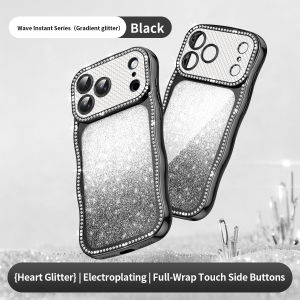 Plating Wave Edge Bling Glitter Clear Phone Case for IPhone 17 16 15 14 Plus 13 Pro Max Shockproof Soft Transparent Back Cover