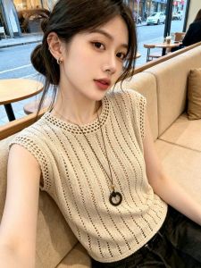 Loowmane | Vintage Elegance Knit Openwork Loose Sleeveless Top