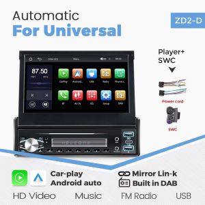 1 Din Car Radio with DAB Carplay Android Auto Multimedia Retractable 7 HD Touch Screen FM USB MirrorLink Universal Autoradio