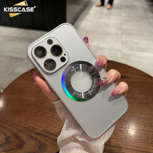 KISSCASE Laser Logo Hole Case For Magsafe Charging For iPhone 14 Pro Max Case Hard PC Magnetic Suction Cover For iPhone 12 13 Promax 14 Plus Back Cover