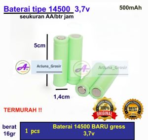Baterai AA 14500 3.7V Recharger 100% BARU gress real 500mAh baterai cas senter mini senter kepala raketnyamuk