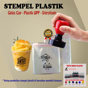 stempel plastik gelas cup opp