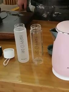 LL Water Bottle Smile Face Frosted Rope Set Letter Creative Transparent Handy Gift Printing Advertising Glass