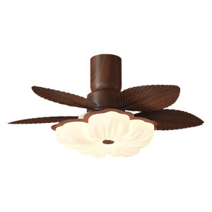 NSWR | French Antique Style Flower Walnut Finish Dinning Room Silent Variable Frequency Eye-protection Fan Light