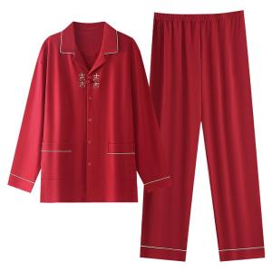 MiiOW | Cotton Long Sleeve Couple Sleepwear Sets for Wedding/Festive Red