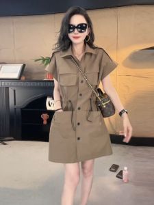 Small Salty Sweet Dress Summer Womens Plus Size Ladies Leisure Anti-Aging Fashion Mid-Length Waist Trimming Short Skirt