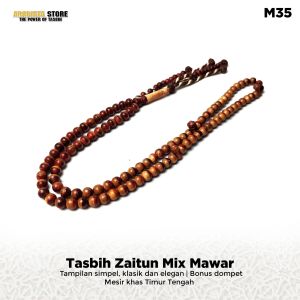 Tasbih Kayu Mawar Merah mix Kayu Zaitun Mesir