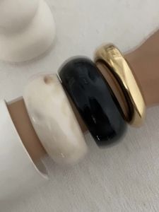Ingemark | Ingemark 3 Styles Exaggerated Resin Acrylic Thick Wide Bangles for Women Vintage Irregular Spring Bracelets Steampunk Jewelry