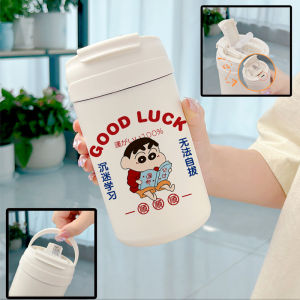 Cốc Cà Phê Cách Nhiệt Hoạt Hình Bút Chì Xinh Tươi Cốc Nước Có Nắp Hai Lớp Có Ống Hút Có Dây Đeo Cốc Học Sinh