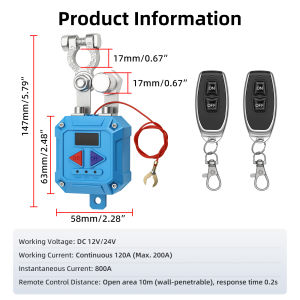 RYSJM | Battery Disconnect Power Switch With 2 Remotes LED Voltage Display 12V 24V Leakage Protection Shut Off Switch For Car Marine