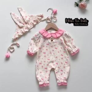(3-12kg) Body Nơ Hoa Hồng NHÍM XÙ KIDS Cho Bé Gái Sơ Sinh Đầy Tháng Thôi Nôi Sinh Nhật B115