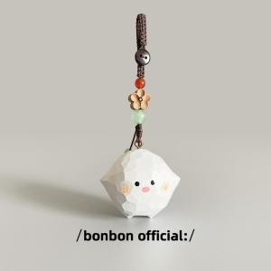 Handcrafted Wood Carving Wala Wala Keychain Weaving Pendant School Bag Car Key Hanging Decoration Birthday Gift for Friends