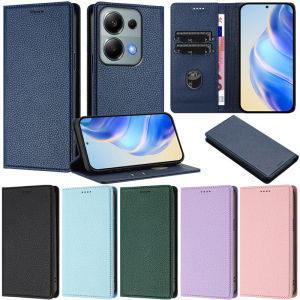 Luxury Flip Case For Xiaomi Poco X6 Pro M6 Pro 5G M5s X3 NFC X3 Pro 13T Pro 12T 11 Lite 11T Redmi A3 A2 A1 P12C Litchi Book Wallet Card Soft Leather Magnetic Skin Cover