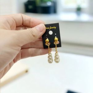 Edith Pearl Stud Earrings Anting Tusuk Mutiara Juntai Susun Handmade Fashion